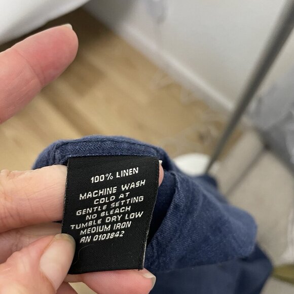 Neiman Marcus 100% Linen Button Up Short Sleeve Shirt Blue size Medium - Picture 4 of 4